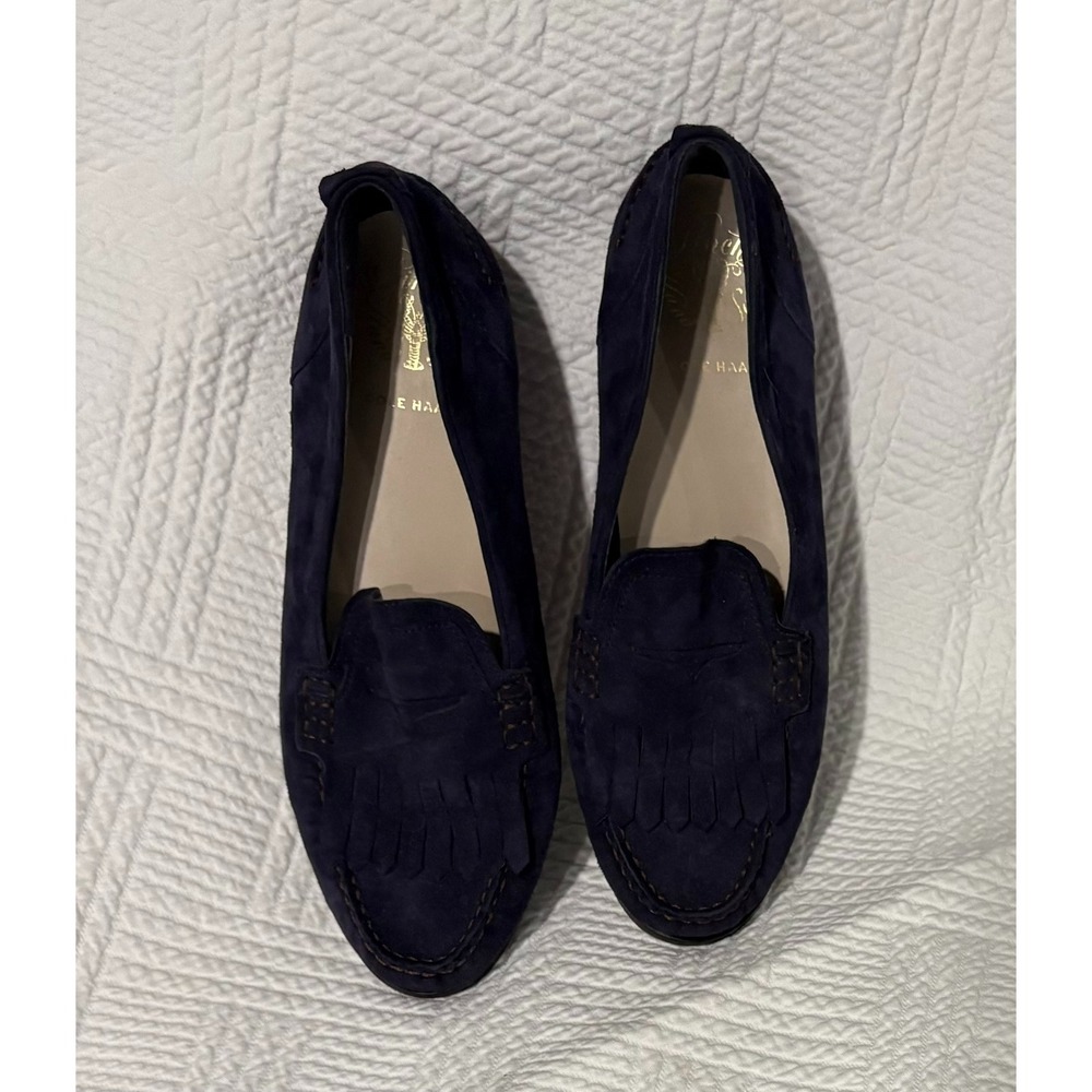 Cole Haan Women's Loafers Navy Tassel Size 9B Leather Grand.OS Career Classic